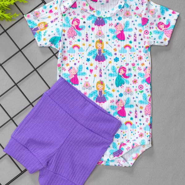 Conjunto Curto Canelado para Bebê Fadinha