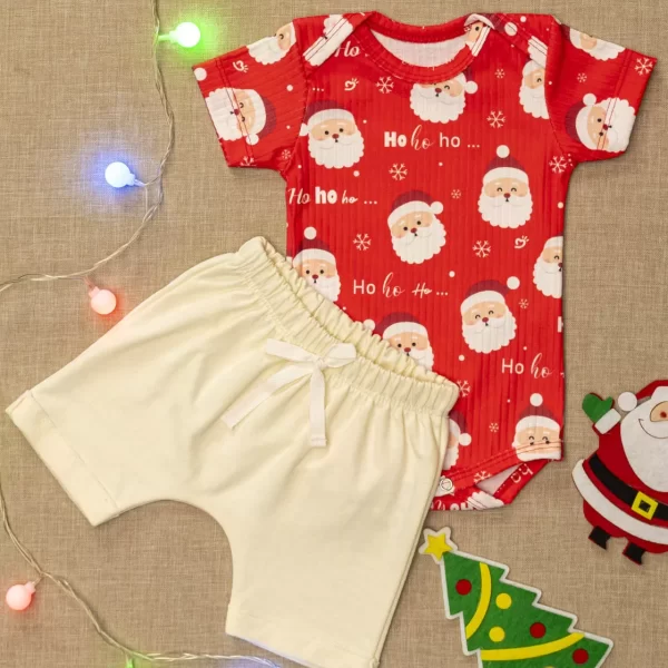 Conjunto para Bebê Canelado Body com Shorts Saruel Natal