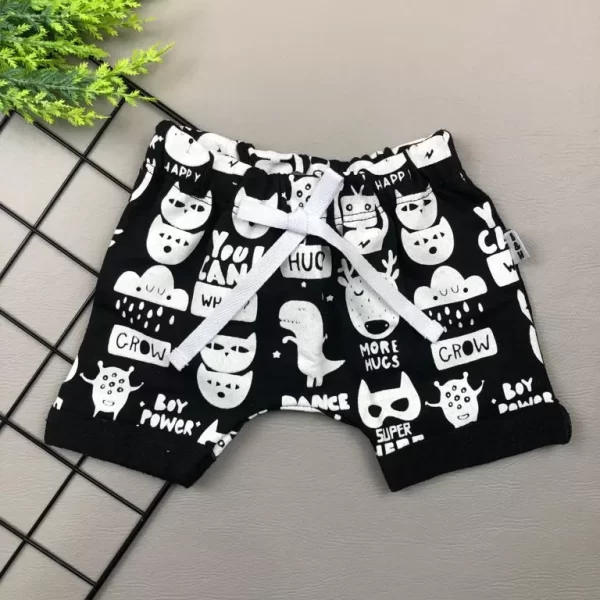 Shorts/Bermuda Saruel para Bebê Preto Super Hero