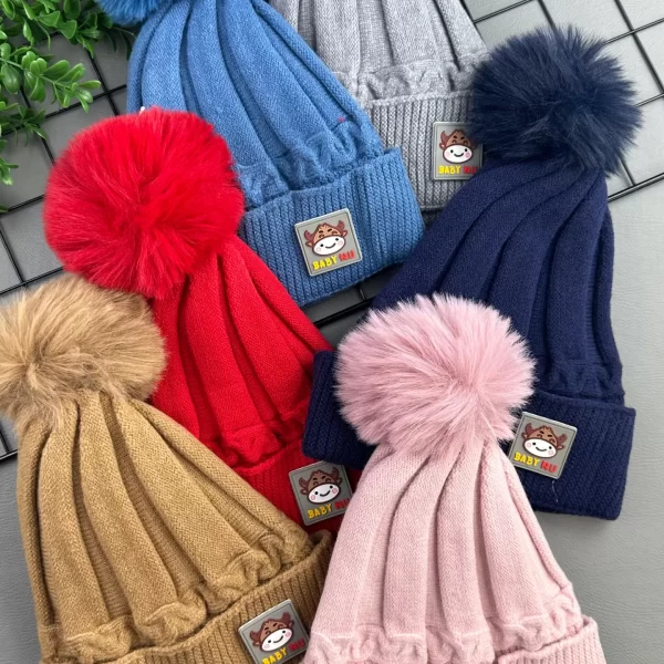 Touca Infantil Peluciada Baby Nu c/ Pompom