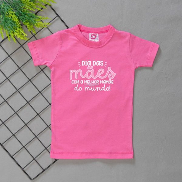 Camiseta Curta Infantil Estampada Rosa Dia Das Mães F
