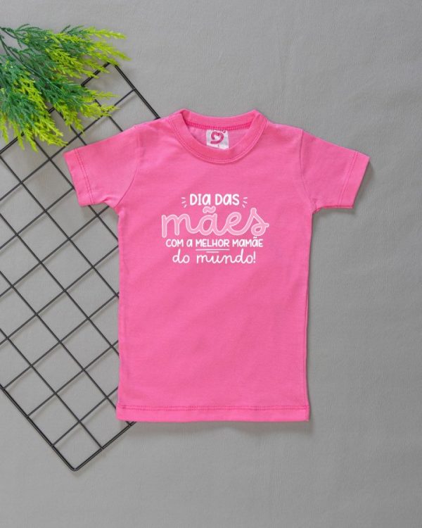Camiseta Curta Infantil Tradicional Rosa Dia Das Mães F