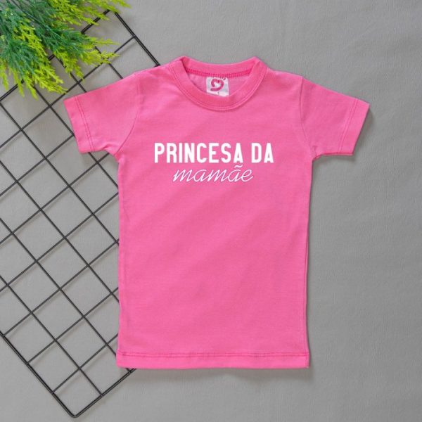 Camiseta Curta Infantil Estampada Rosa Princesa (Dia das Mães)
