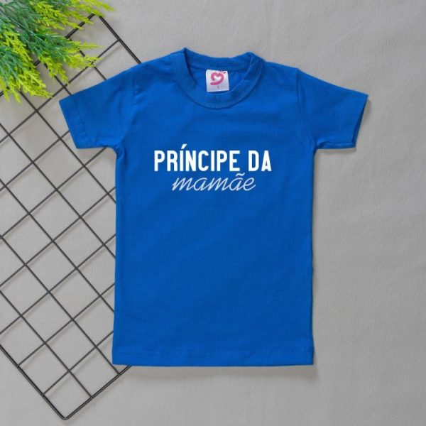 Camiseta Curta Infantil Estampada Azul Príncipe ( Dia das Mães )