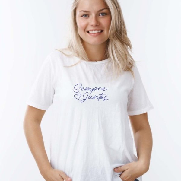 Camiseta Manga Curta Branca Adulto Mães  M- Sempre Juntos ( Dia das Mães)