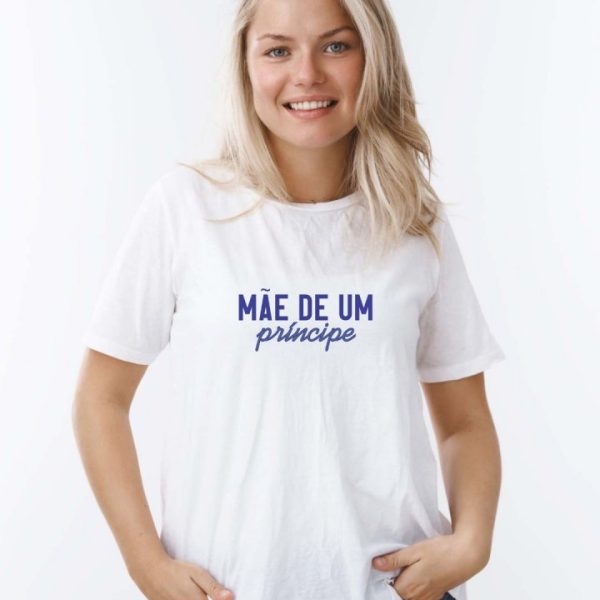 Camiseta Manga Curta Branca Adulto Mãe de Príncipe (Dia das Mães)