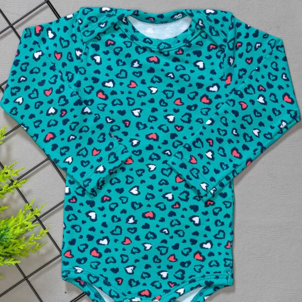 Body para Bebê Manga Longa Verde Onça