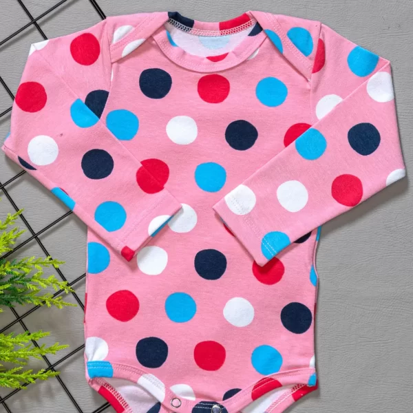 Body para Bebê Manga Longa Rosa Poa