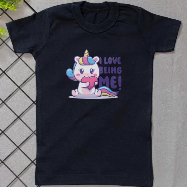 Camiseta Curta Infantil Estampada Unicórnio Love