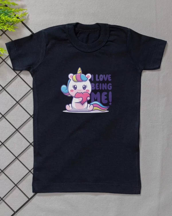 Camiseta Curta Infantil Tradicional Unicornio Love