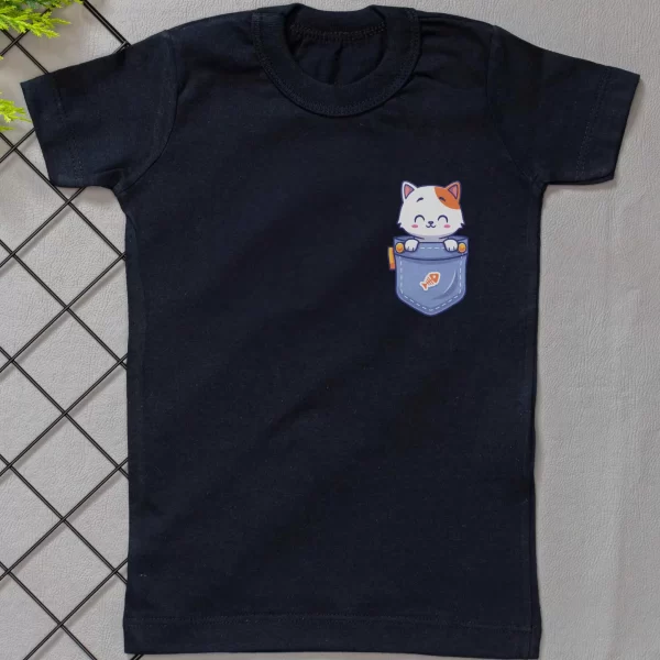 Camiseta Curta Infantil Estampada Gatinho