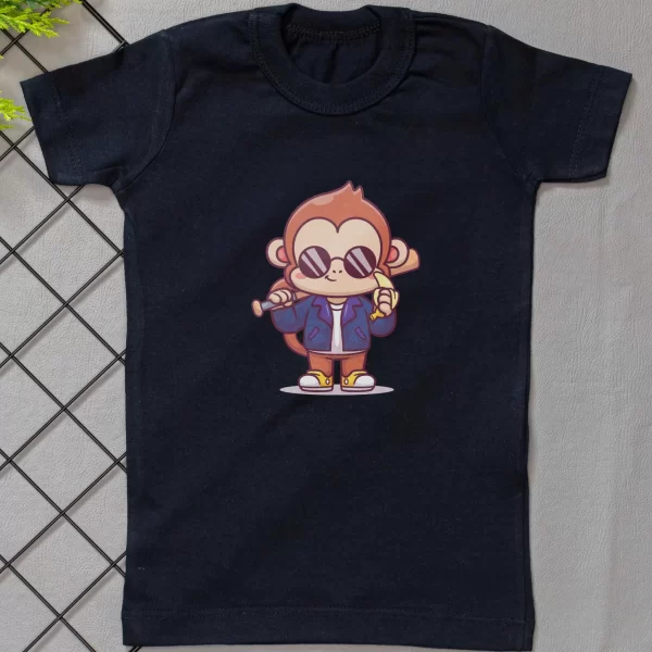 Camiseta Curta Infantil Estampada Macaquinho