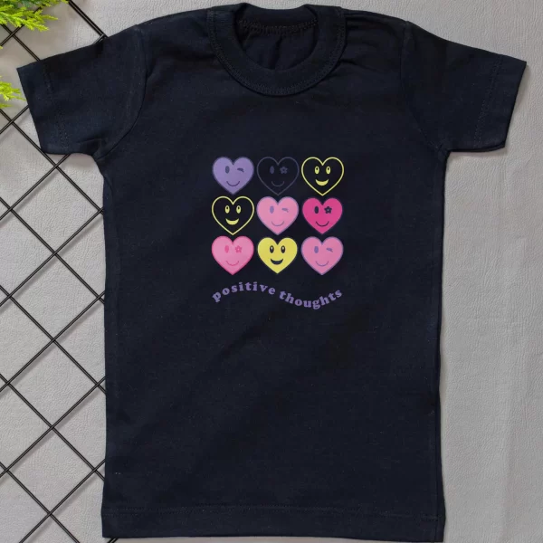 Camiseta Curta Infantil Estampada Positive Preto