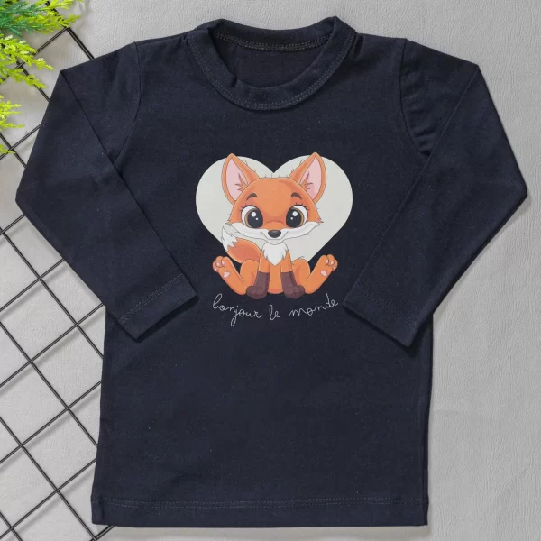 Camiseta Longa Infantil Estampada Raposa