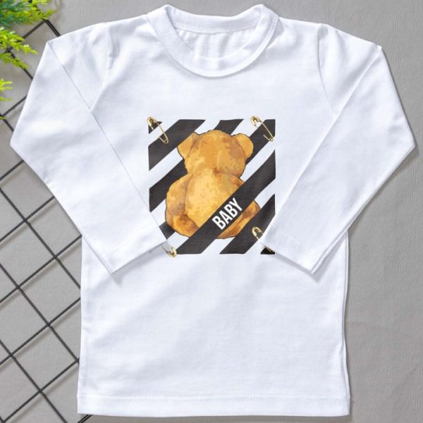 Camiseta Longa Infantil Estampada Urso Baby