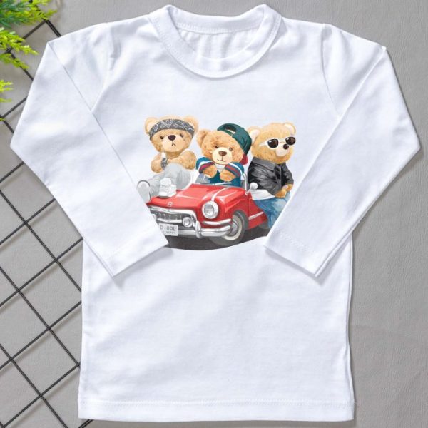 Camiseta Longa Infantil Estampada Turma do Urso