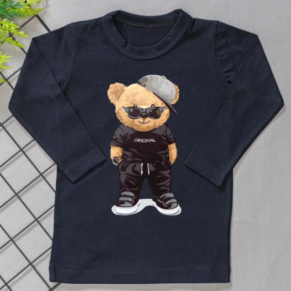 Camiseta Longa Infantil Estampada Urso Boy
