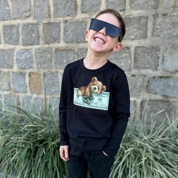 Camiseta Longa Infantil Estampada Urso Dim