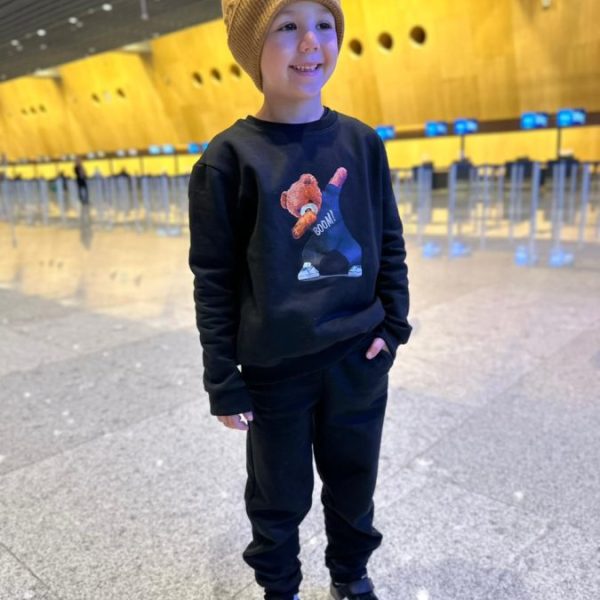 Conjunto de Moletom com Gola Preto Boom