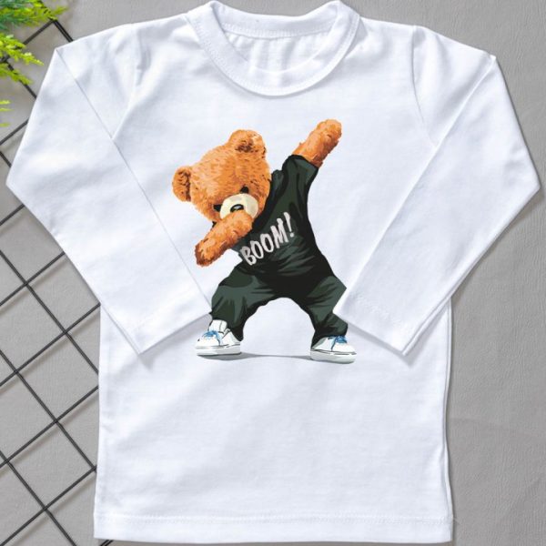 Camiseta Longa Infantil Estampada Ursinho Boom