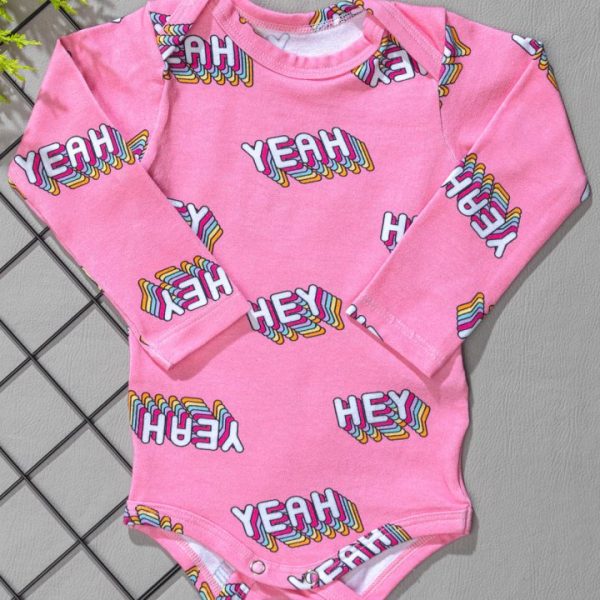 Body para Bebê Manga Longa Rosa Hey