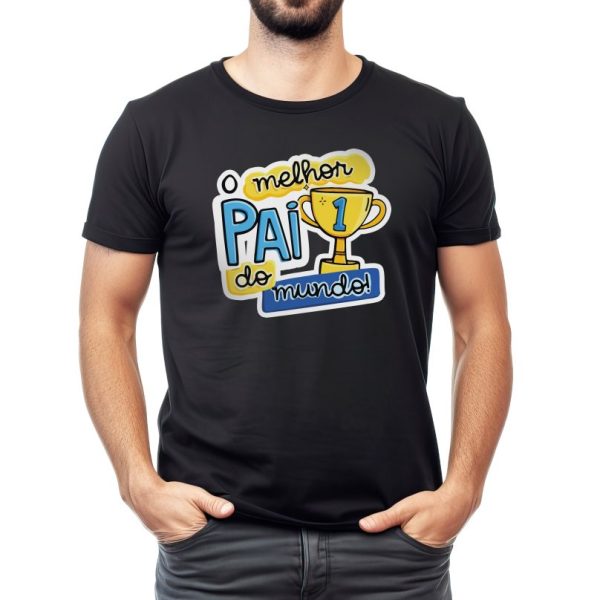 Camiseta Manga Curta Adulto Masculino Preto - O Melhor Pai