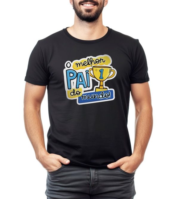 Camiseta Manga Curta Adulto Masculino Preto - O Melhor Pai