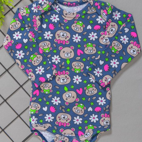 Body para Bebê Manga Longa Ursinha Neon