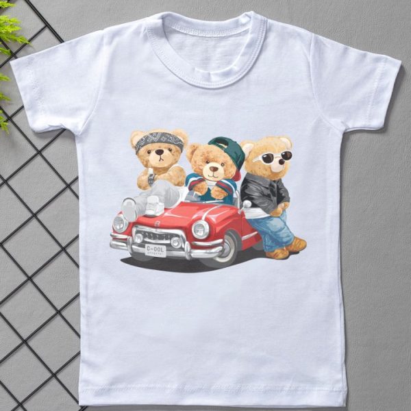Camiseta Curta Infantil Estampada Turma do Urso