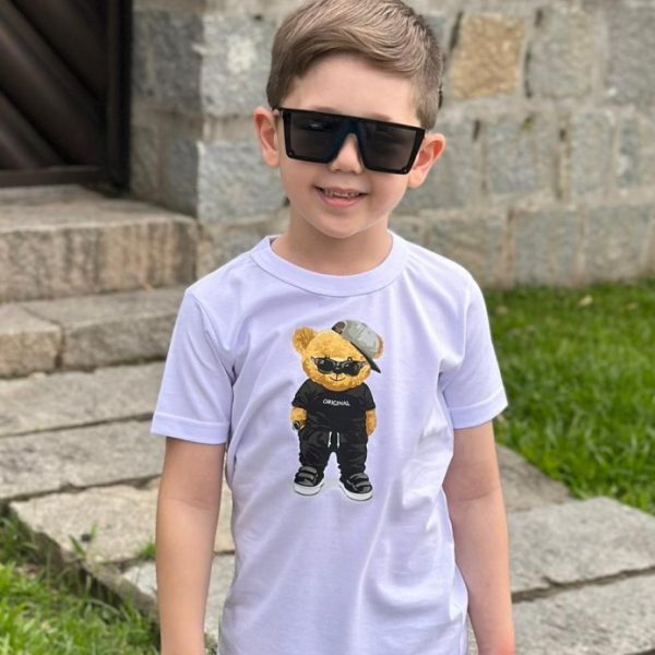 Camiseta Curta Infantil Estampada Urso Boy