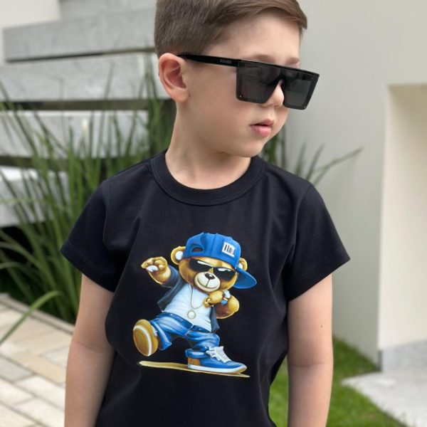 Camiseta Curta Infantil Estampada Urso Boyzinho