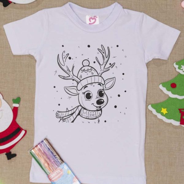 Camiseta Curta Infantil Mágica - Natal Rena