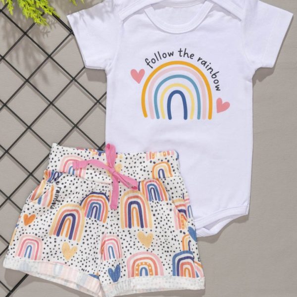 Conjunto Curto Para Bebê Arco Irís