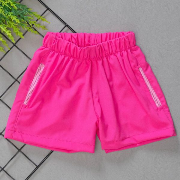 Short Infantil Feminino  Tactel com Bolso Rosa Pink