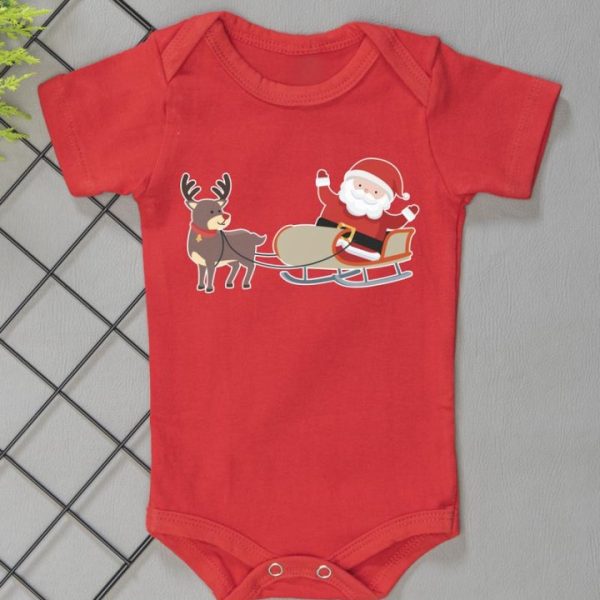 Body Curto para Bebê Natal Trenó