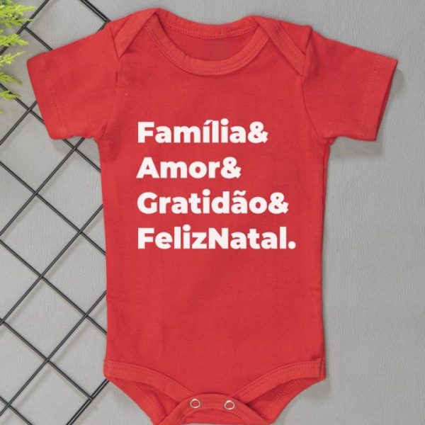 Body Curto para Bebê Natal Família