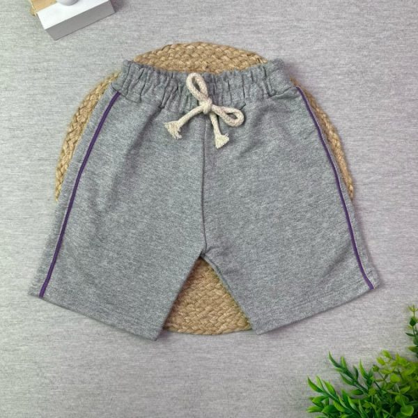 Shorts Moletinho Infantil Mescla Com Listra Roxo