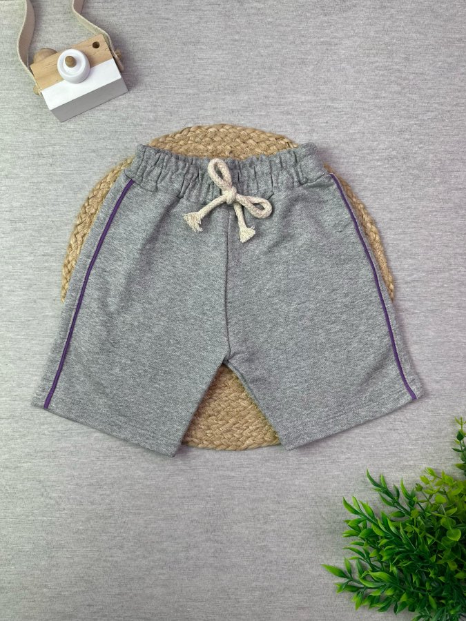 short moletinho mescla listra roxo