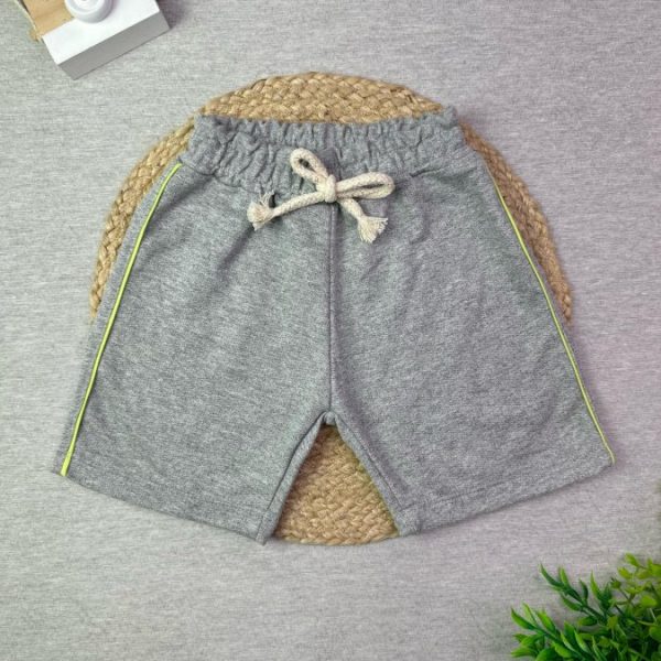 Shorts Moletinho Infantil Mescla Com Listra Verde