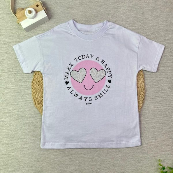 Camiseta Curta Infantil Estampada Branca Always Smile