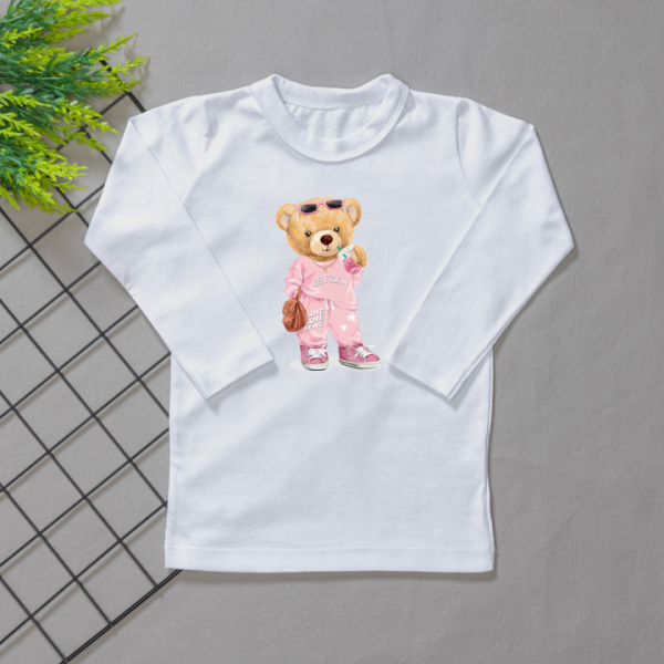 Camiseta Longa Infantil Estampada Ursa Love