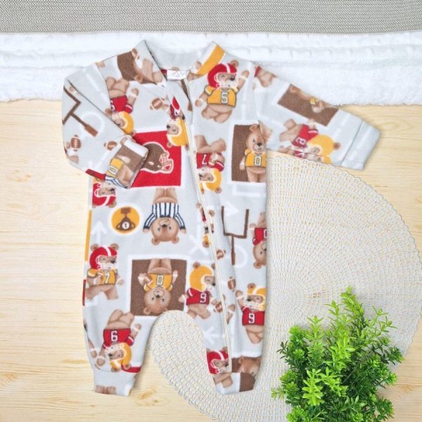 Macacão Longo Soft Pijama Off Bebê Urso Americano