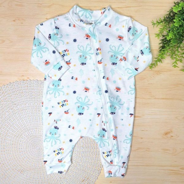 Macacão Longo Canelado Com Zíper Polvo