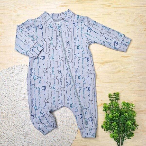 Macacão Longo Algodão Cinza Tubarão