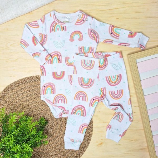 Pijama Body e Calça Algodão  Pagão Arco Íris