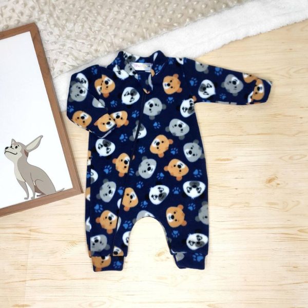 Macacão Pijama Soft Azul Marinho Cachorrinho