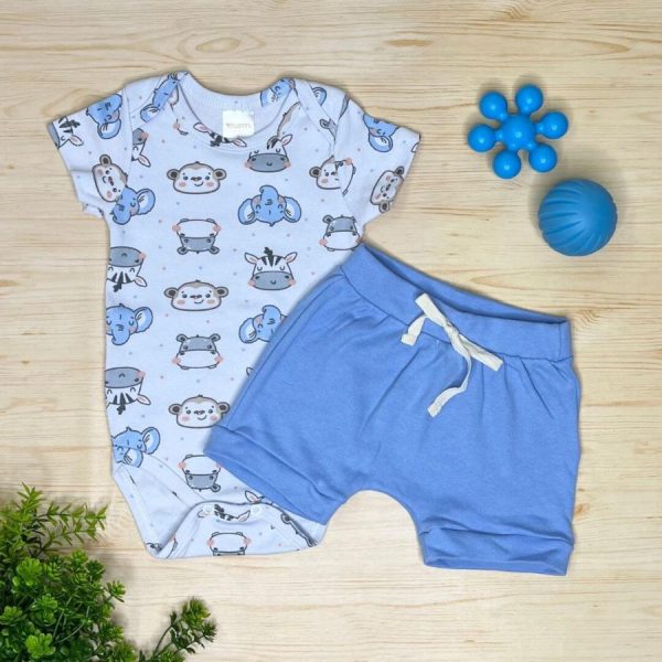 Conjunto Body e Shorts Algodão - Bichinhos
