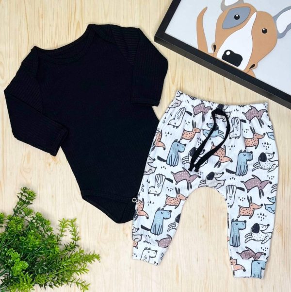 Conjunto Body e Calça Canelado - Calça Dog