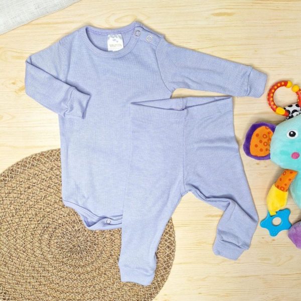Pijama Body e Calça Canelado Pagão Lilás
