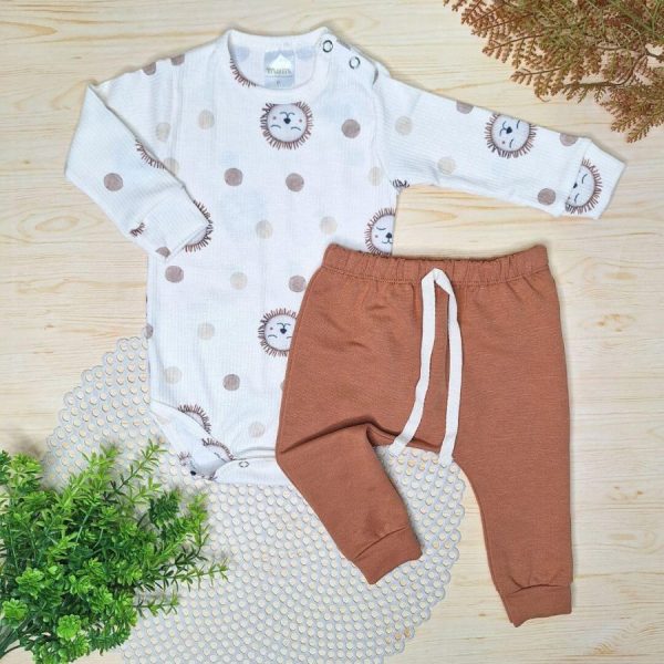 Conjunto Body e Calça Canelado Off Leão
